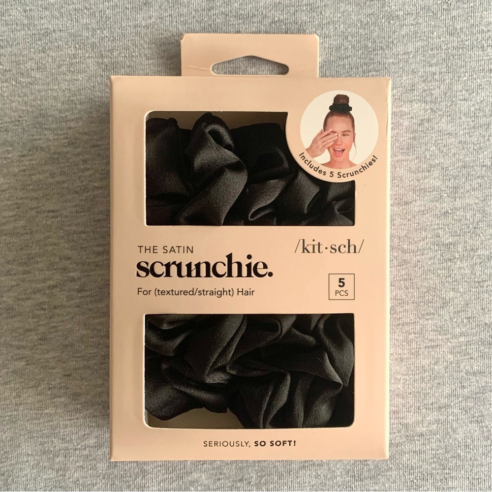 Kitsch Satin Hair Scrunchies - Black Set